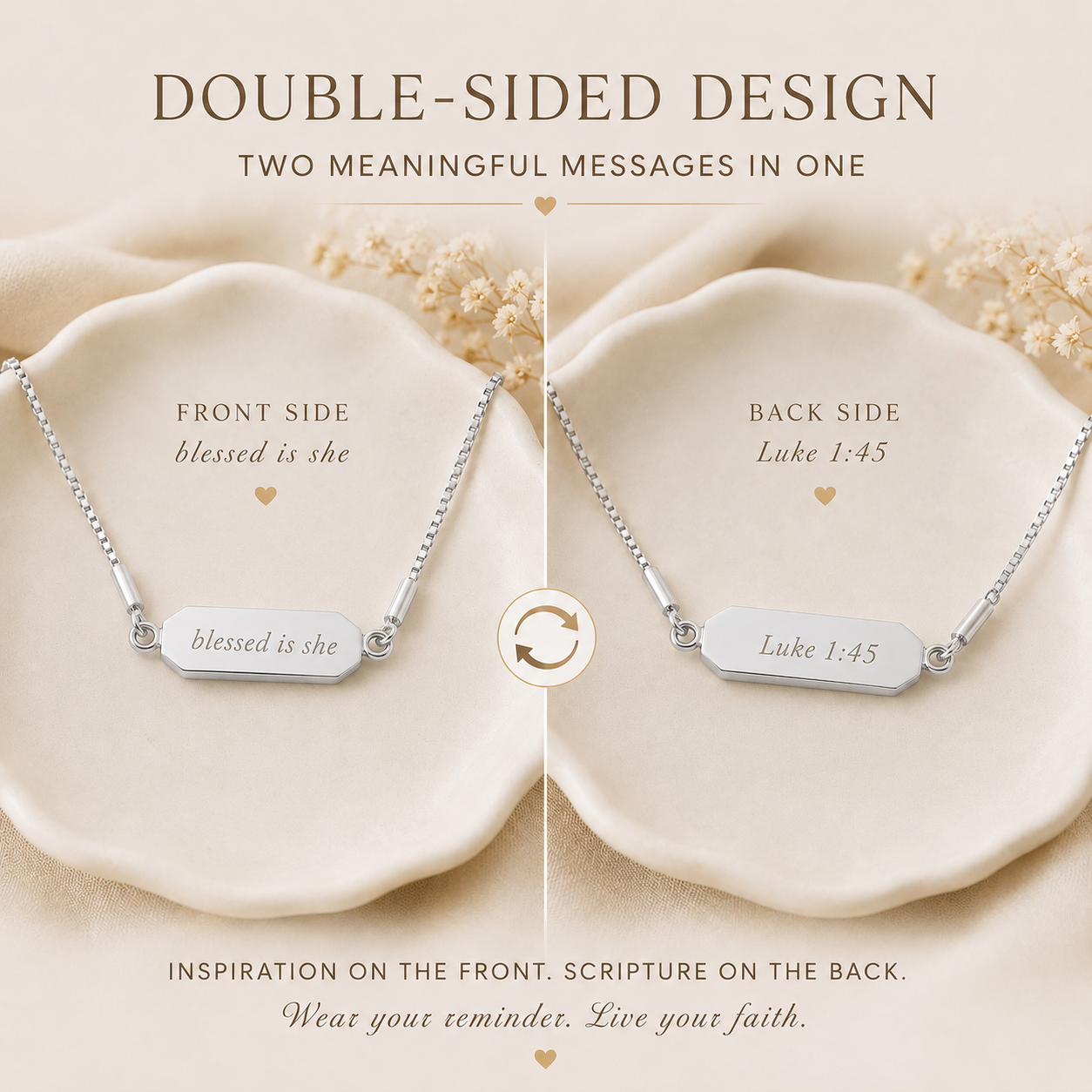 Blessed Is She Faith Flip Necklace