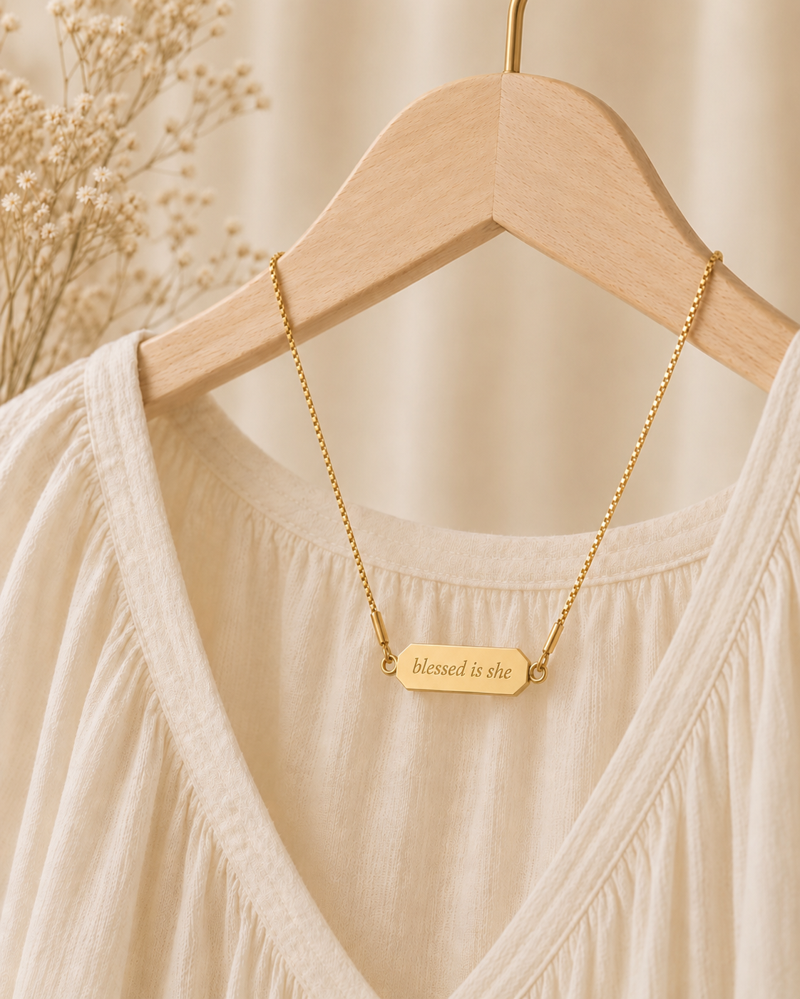 Blessed Is She Faith Flip Necklace
