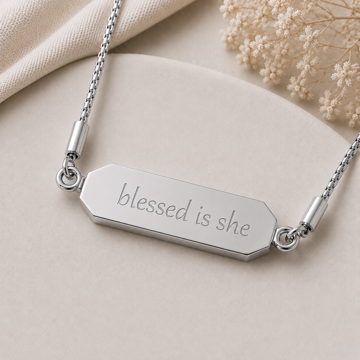 Blessed Is She Faith Flip Necklace