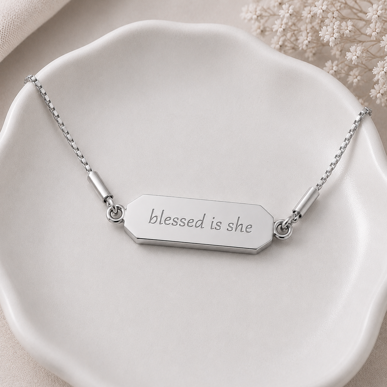 Blessed Is She Faith Flip Necklace