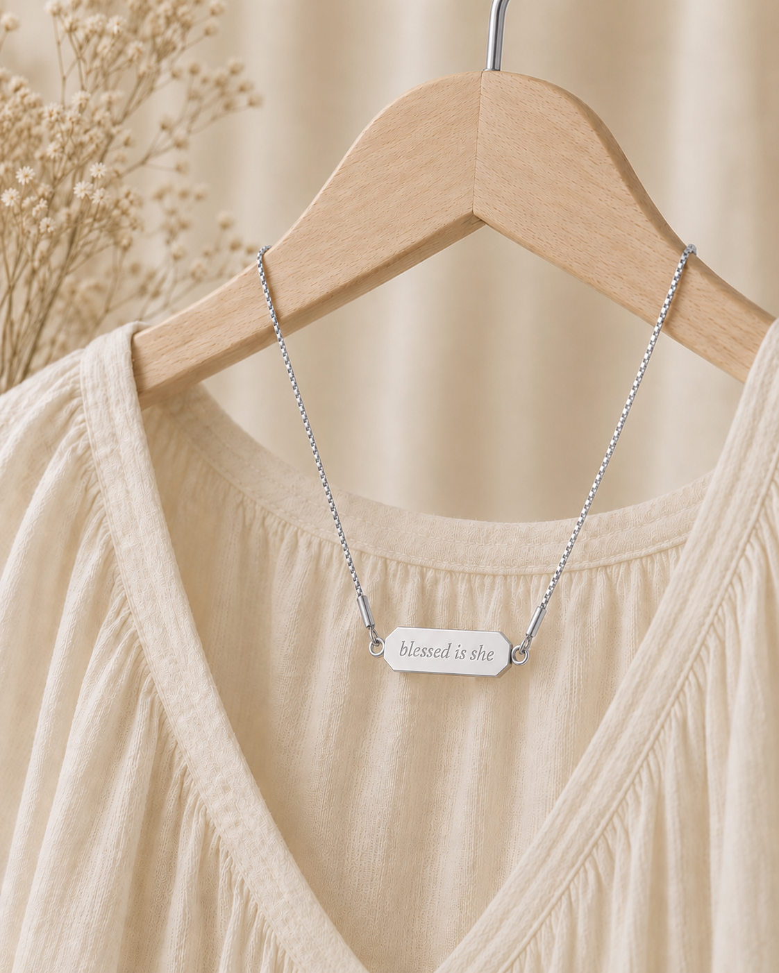 Blessed Is She Faith Flip Necklace